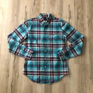 Ralph Lauren Teal and Red Plaid Dress Shirt